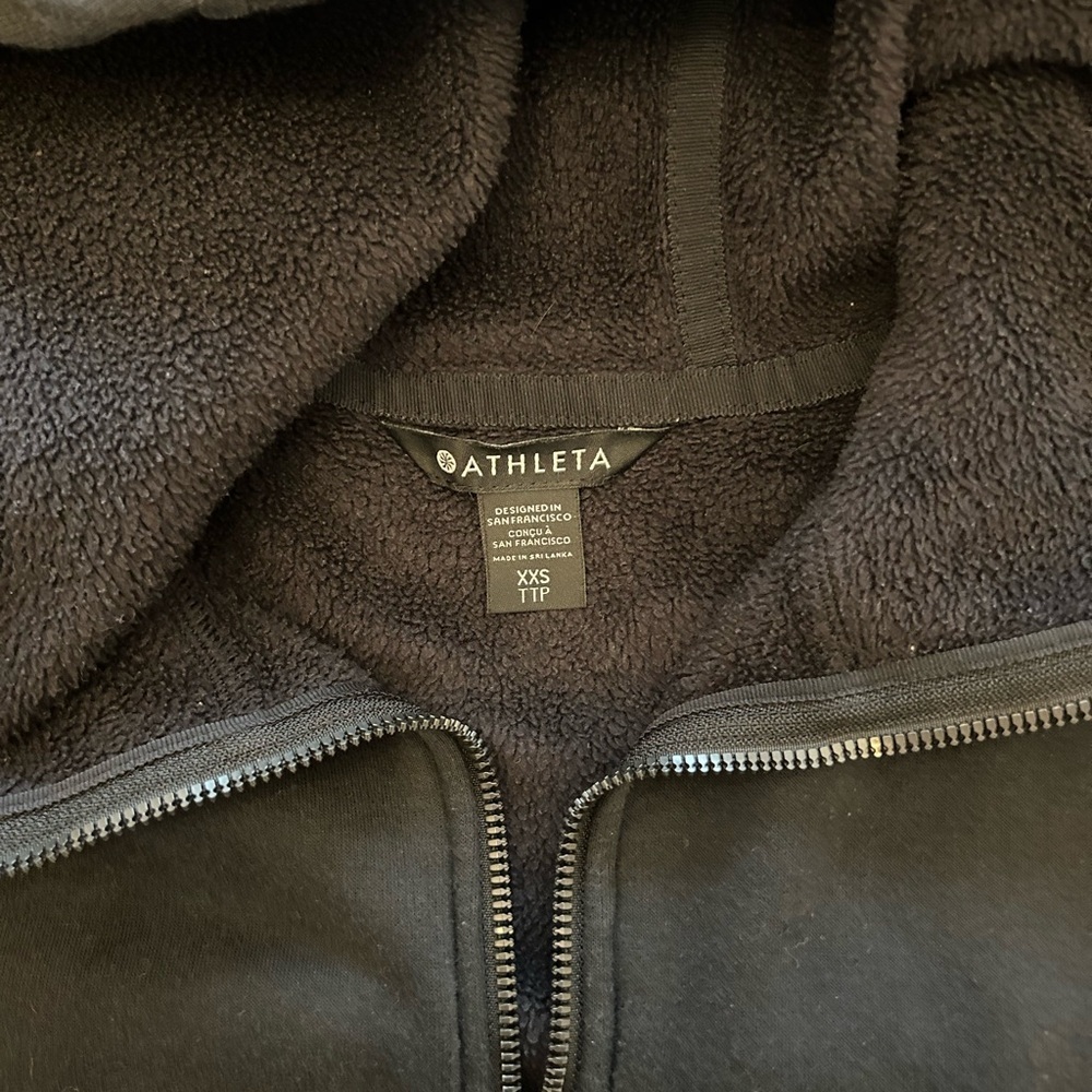 Athleta Black Fleece-Lined Zip Hoodie - Picture 2 of 2